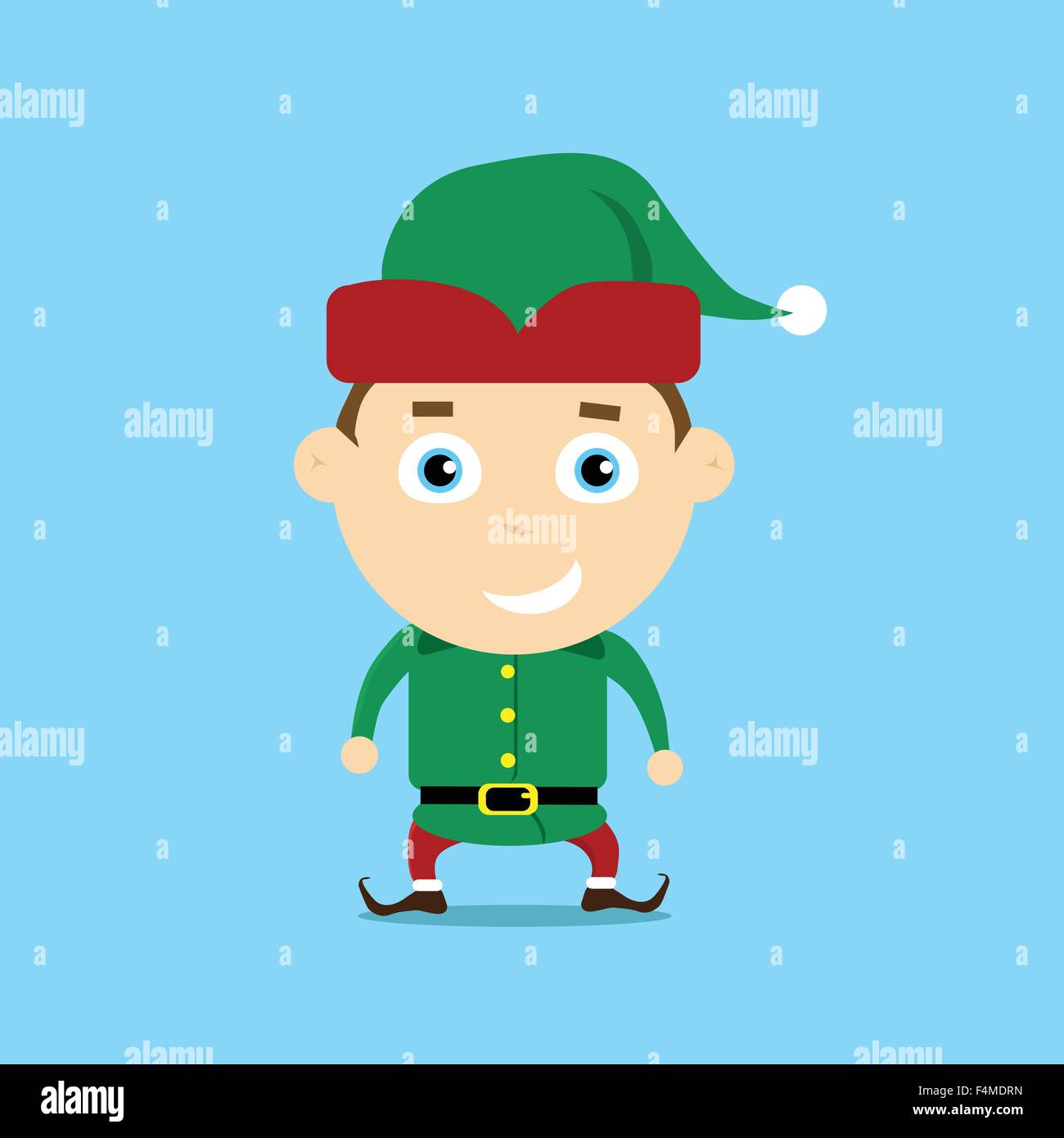 Christmas Elf Cartoon Character Santa Helper Stock Image