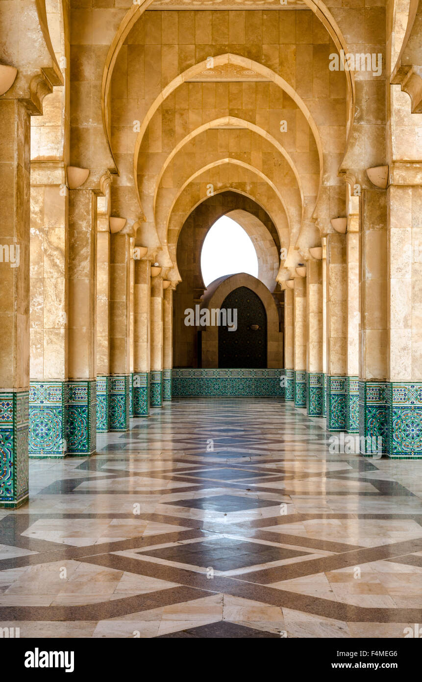 Arches at King Hassan II mosque in Casablanca, Morocco Stock Photo