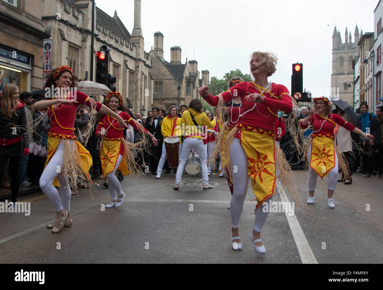 Oxford May Day Celebrations Magdalen Bridge Stock Photo