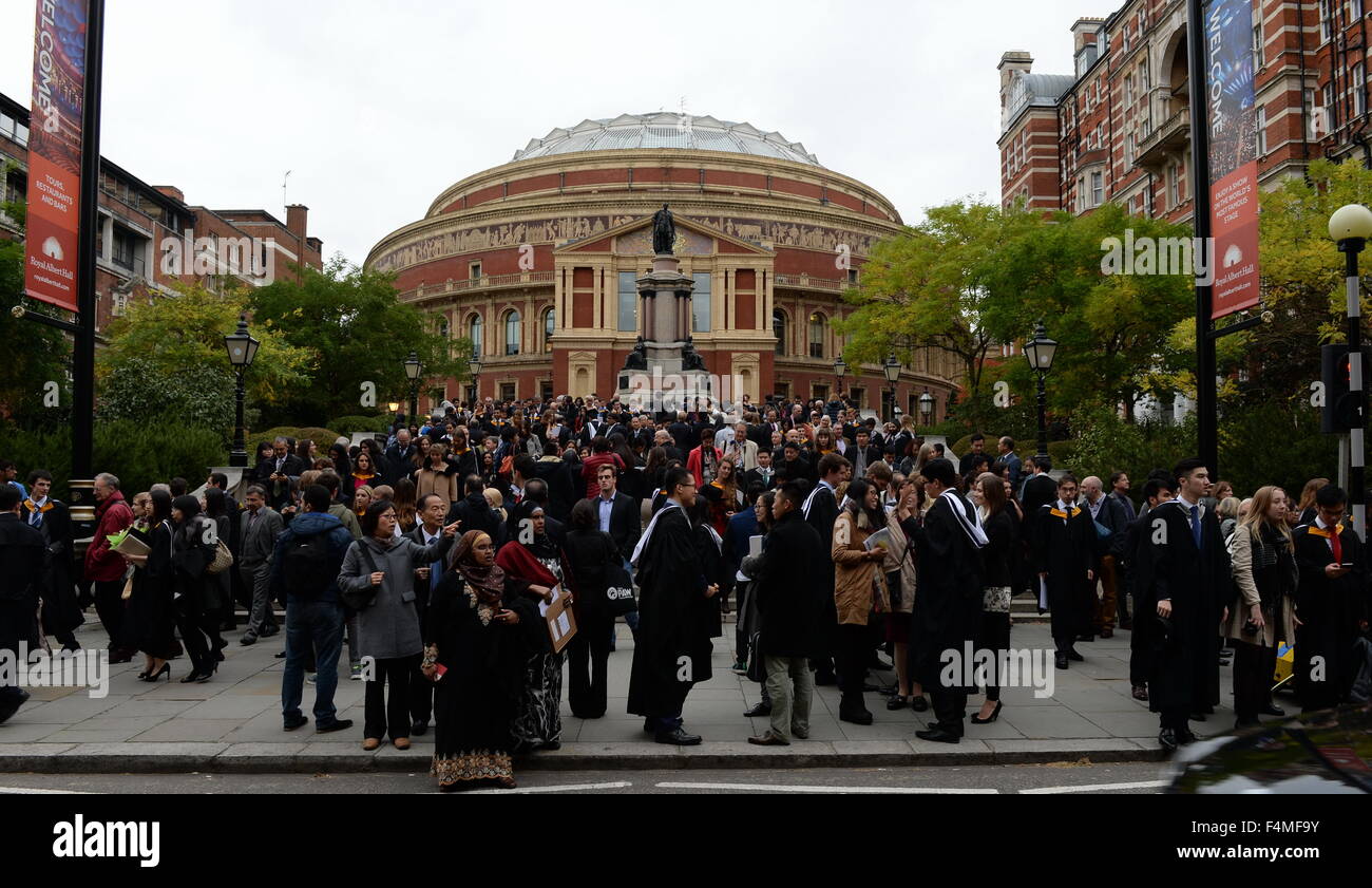 Graduates and parents gather together on the steps of the Royal Albert ...