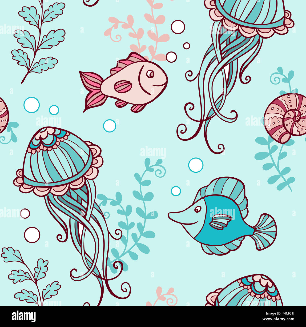 Samlesh Pattern Fish Marine seamless pattern with jellyfish and fish Stock Photo - Alamy
