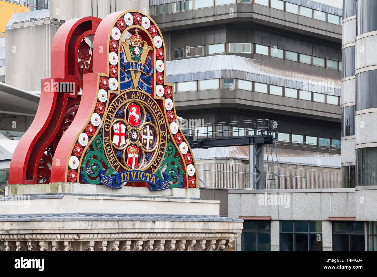 A preserved abutment at the south side of the original Blackfriars railway bridge. Stock Photo