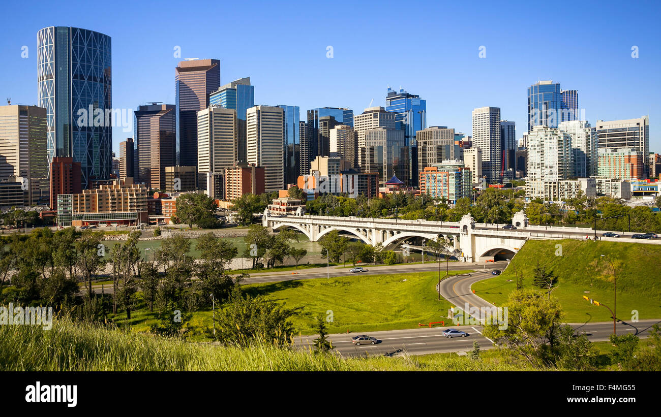 Downtown Calgary skyline during the day. Stock Photo