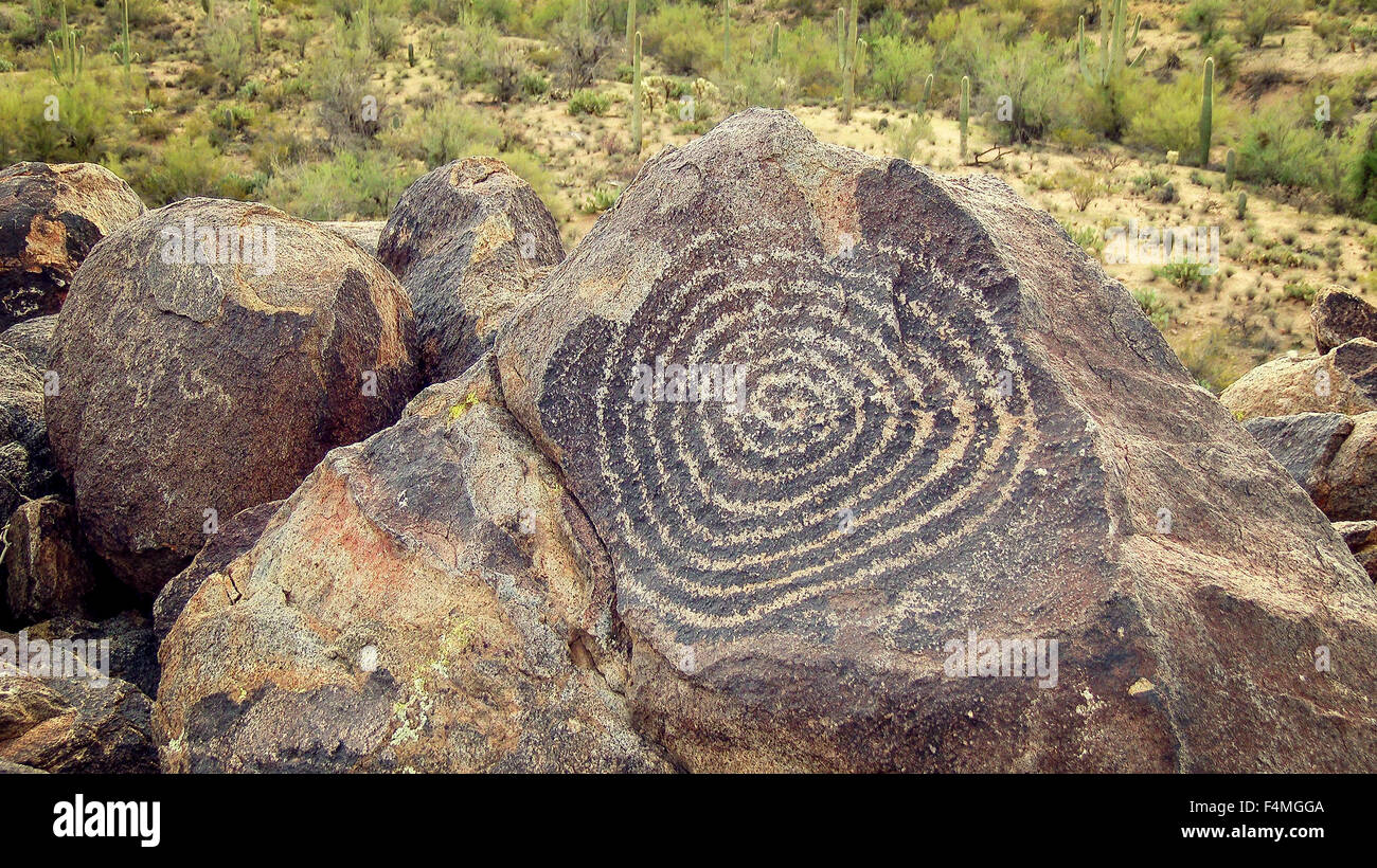 Signal Hill Petroglyph's, Saguaro National Park, Arizona Stock Photo