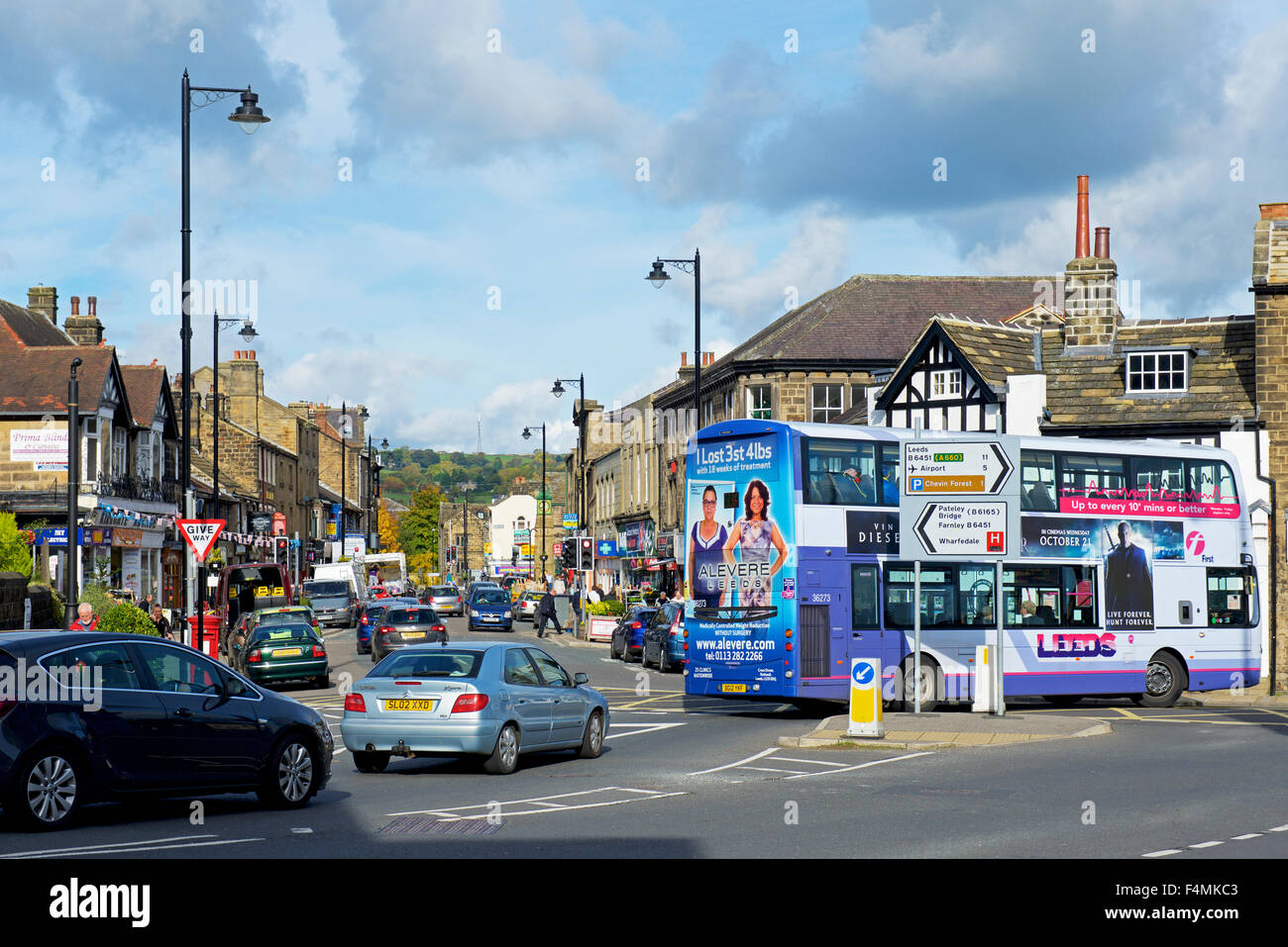 Traffic on Kirkgate, Otley, West Yorkshire, England UK Stock Photo