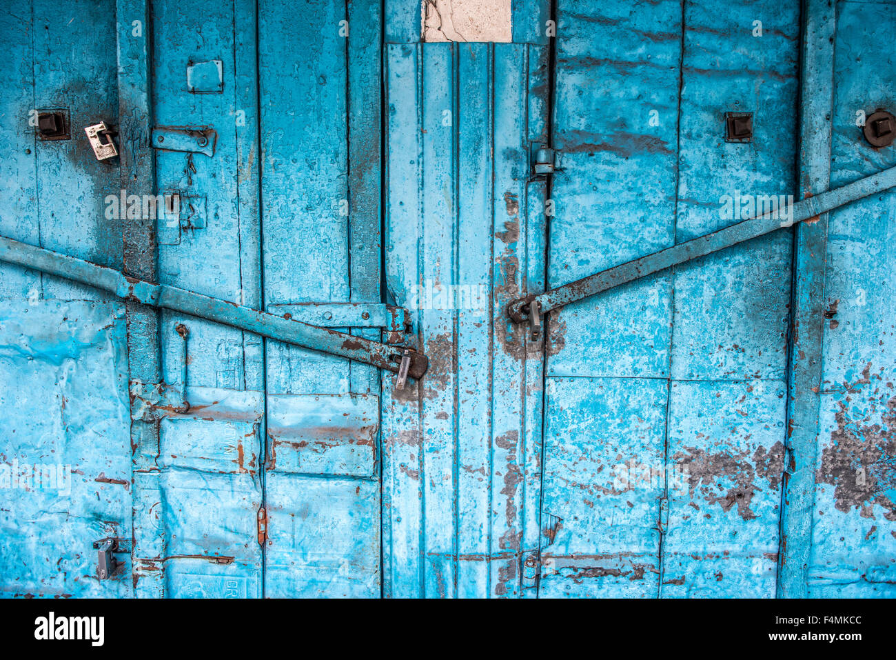 Blue doors in Mauritius Stock Photo