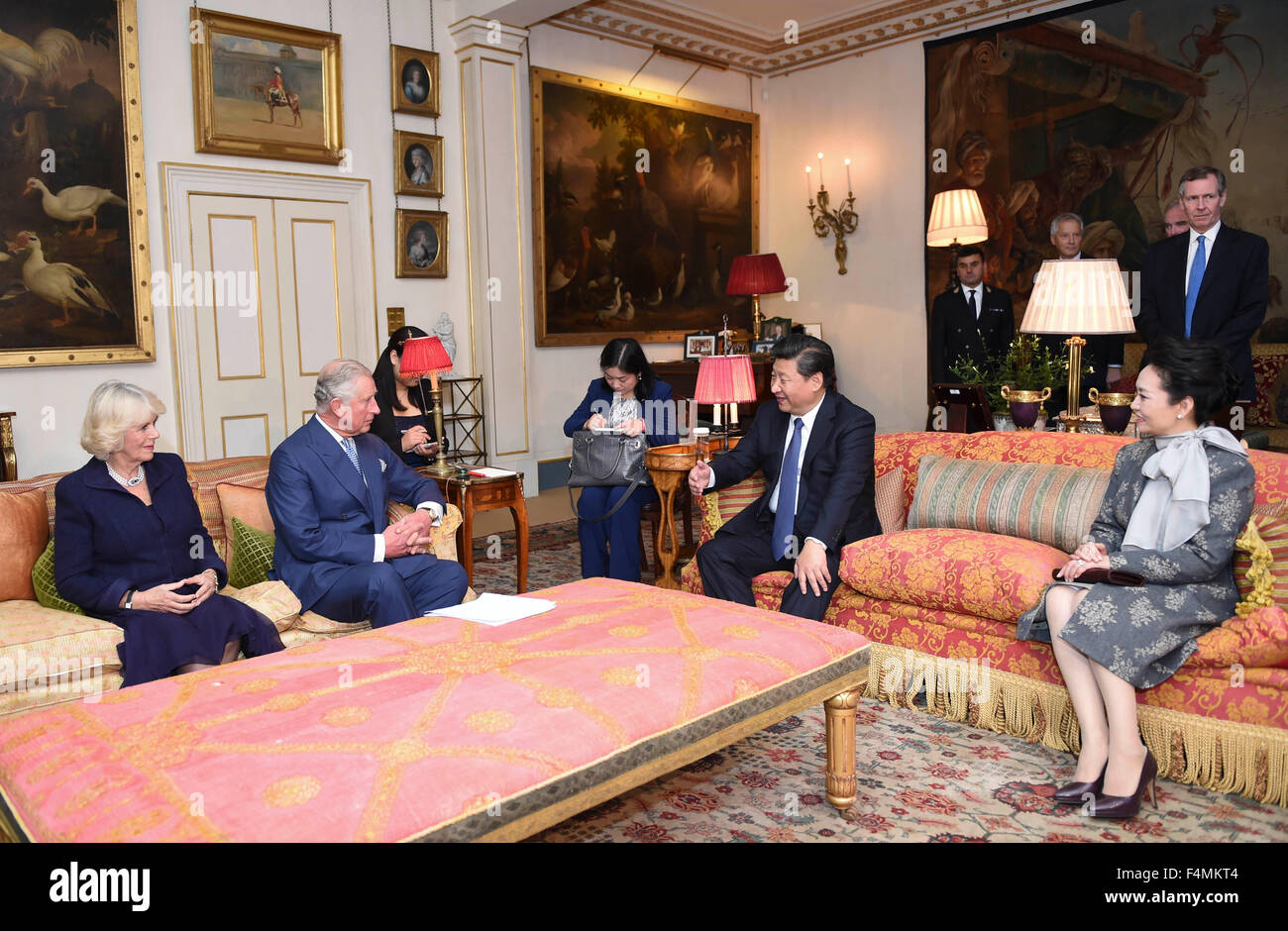 London, Britain. 20th Oct, 2015. Chinese President Xi Jinping (2nd R