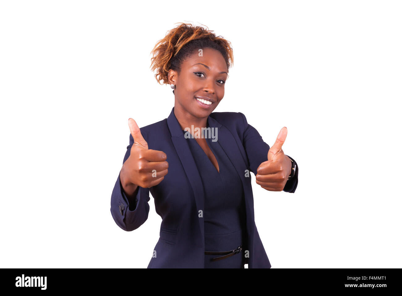 African American business woman making thumbs up gesture - Black people ...