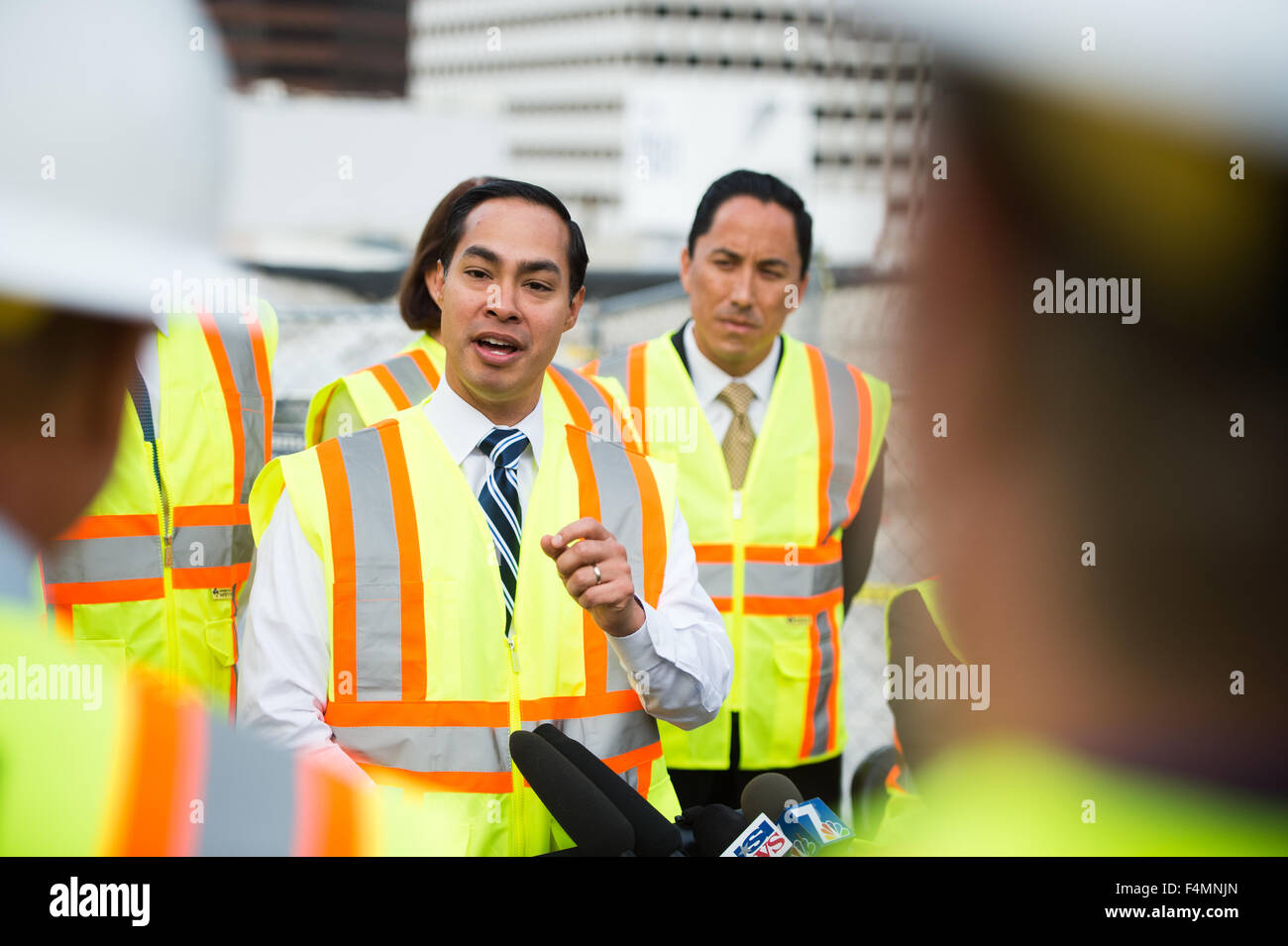 San Diego, California, USA. 19th Oct, 2015. U.S. Secretary of Housing and Urban Development Julian Castro visits the former Hotel Churchill under renovation to house homeless veterans and at-risk youth October 19, 2015 in San Diego, California. Credit:  Planetpix/Alamy Live News Stock Photo