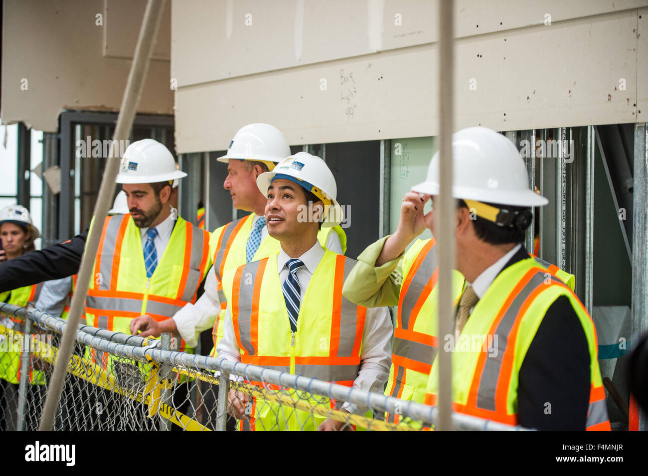 San Diego, California, USA. 19th Oct, 2015. U.S. Secretary of Housing and Urban Development Julian Castro visits the former Hotel Churchill under renovation to house homeless veterans and at-risk youth October 19, 2015 in San Diego, California. Credit:  Planetpix/Alamy Live News Stock Photo