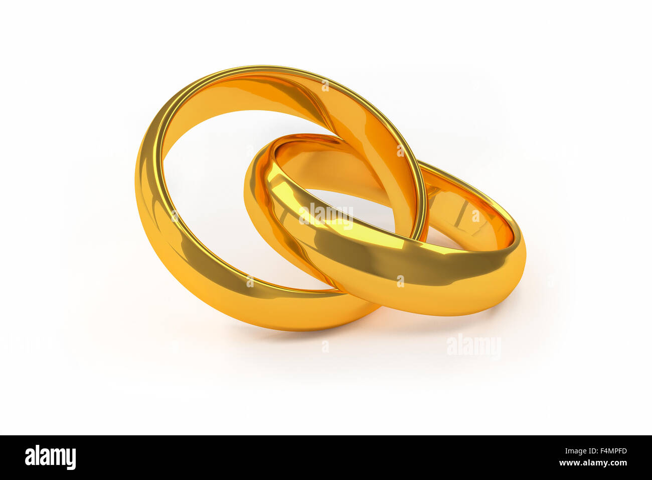 couple of gold wedding rings on white background Stock Photo Alamy