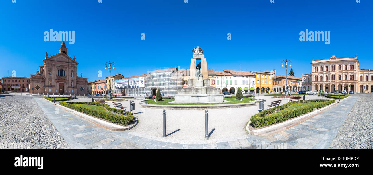 main square in Novellara, Italy. Stock Photo