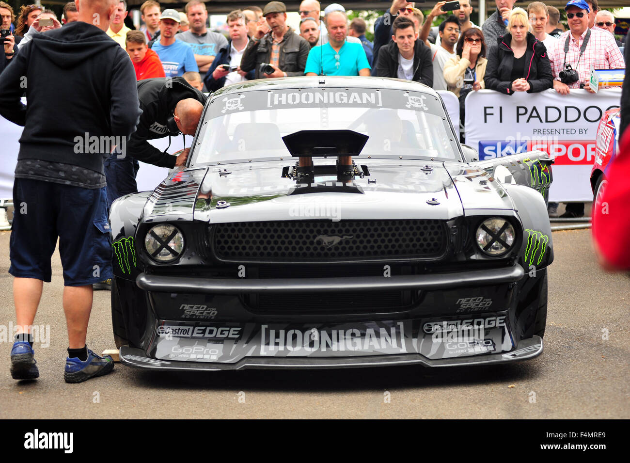 Ken Block's Ford Mustang Hoonicorn at the Goodwood Festival of Speed in the UK. Stock Photo