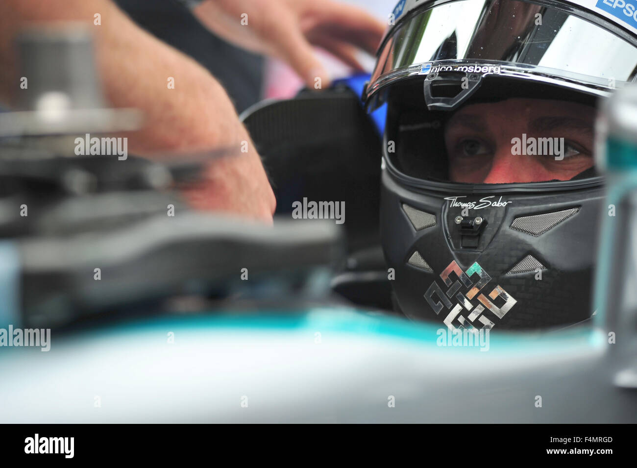 Nico Rosberg sitting in a Mercedes F1 car at the Goodwood Festival of Speed in the UK. Stock Photo