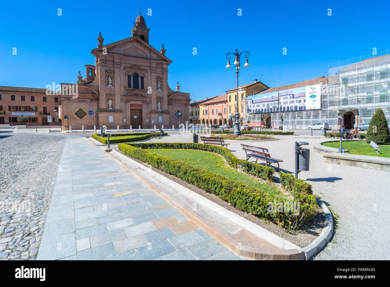 main square in Novellara, Italy. Stock Photo