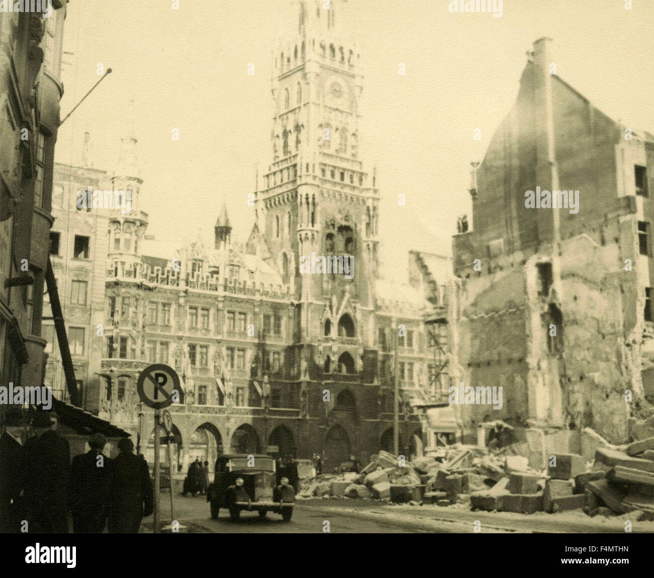Marienplatz bombed, Munich of Bavaria, Germany Stock Photo