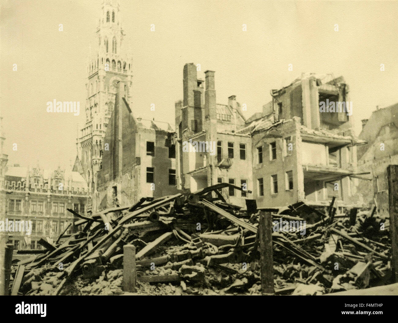 Marienplatz bombed, Munich of Bavaria, Germany Stock Photo