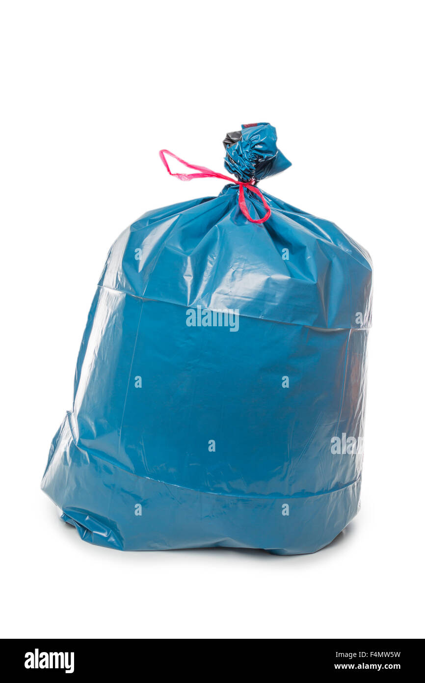 Blue Rubbish Bag isolated on white background Stock Photo