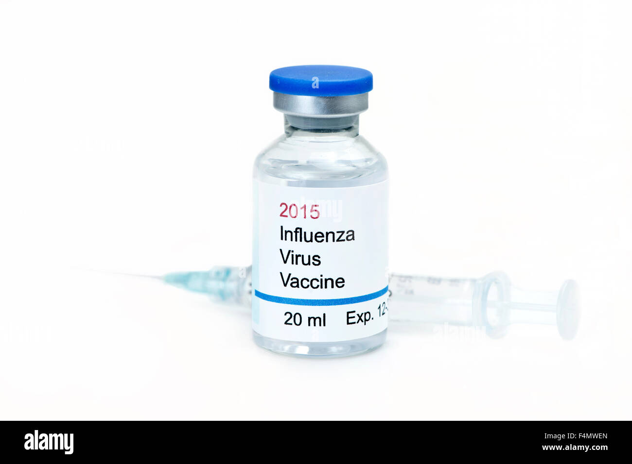 New 2015 Influenza virus vaccine with syringe. Stock Photo