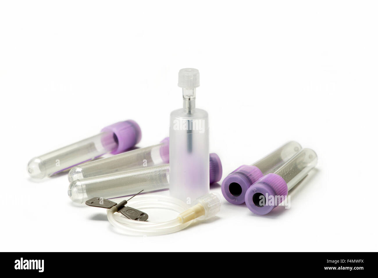 Gray 27 gauge butterfly catheter with blood collection tubes and holder