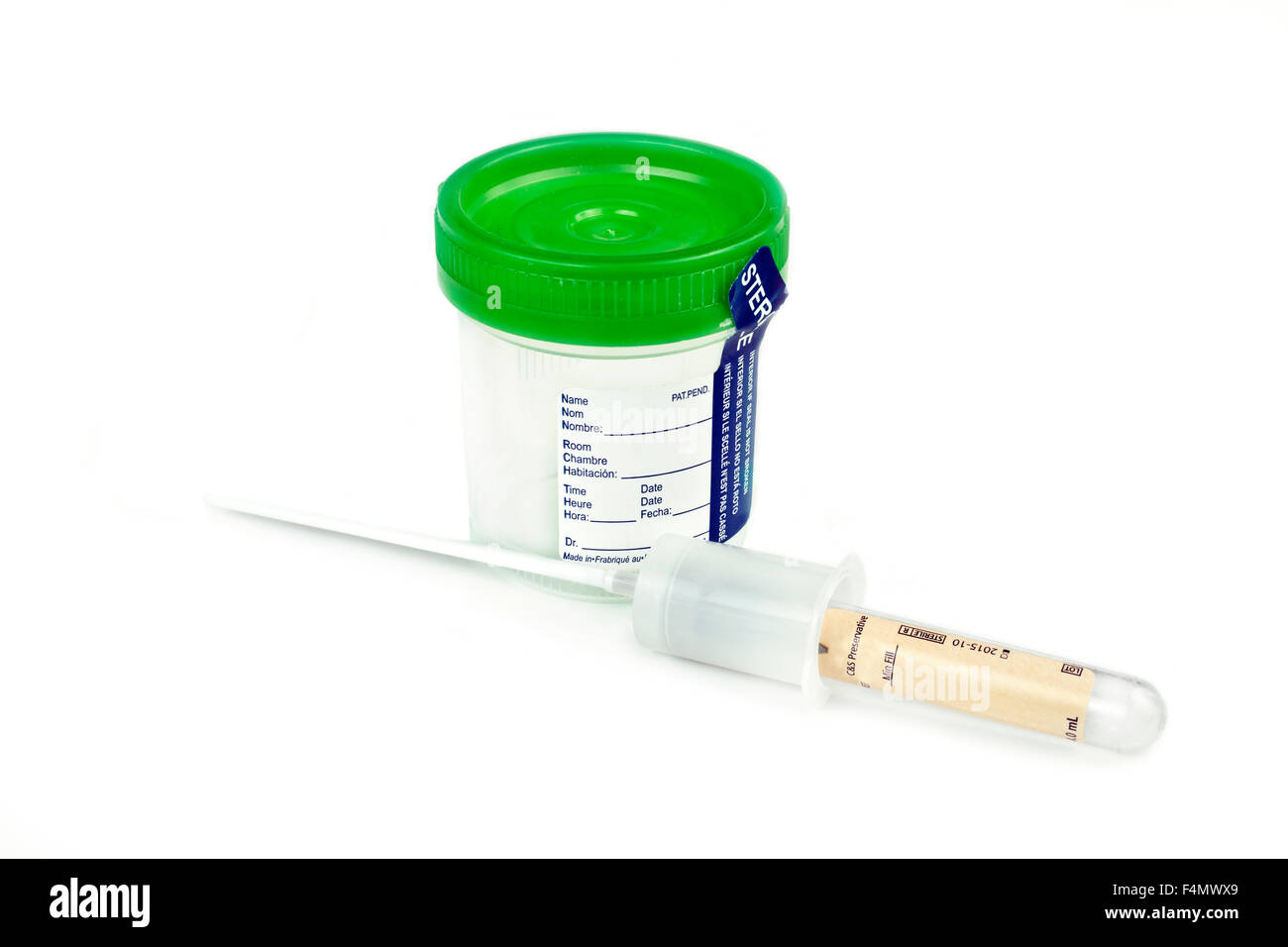 Culture and sensitivity sample tube with urine sample specimen cup