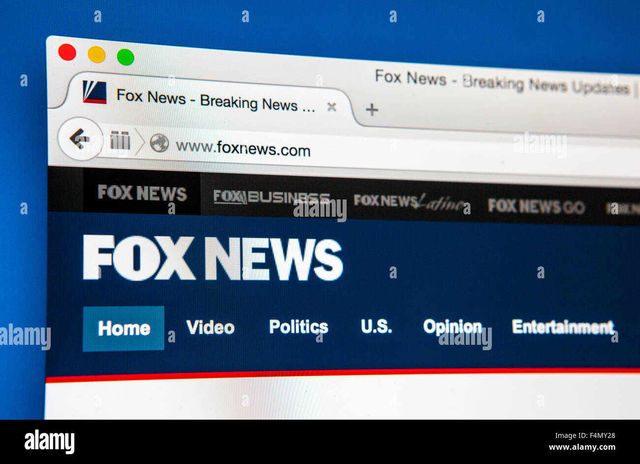 LONDON, UK - JUNE 20TH 2015: The homepage of the Fox News website, on 20th June 2015. Stock Photo