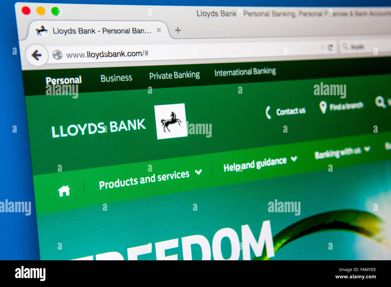 LONDON, UK - JUNE 20TH 2015: The homepage of the Lloyds Bank website, on 20th June 2015. Stock Photo