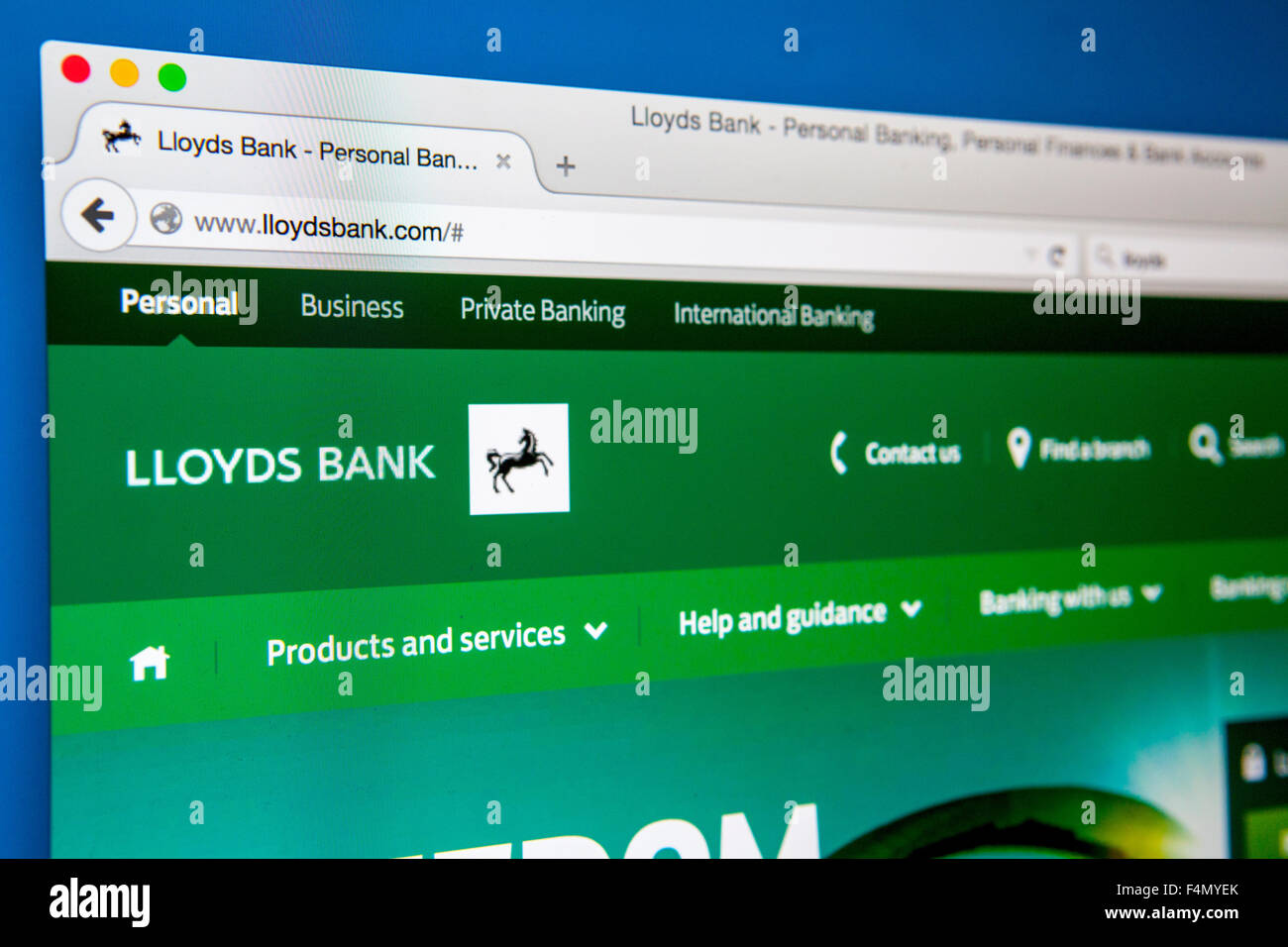 LONDON, UK - JUNE 20TH 2015: The homepage of the Lloyds Bank website, on 20th June 2015. Stock Photo