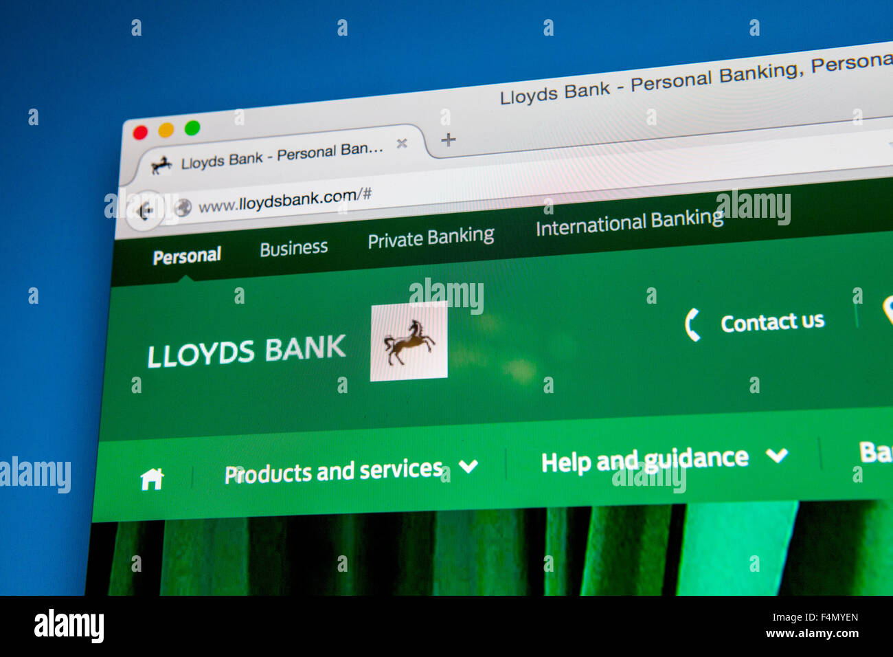 LONDON, UK - JUNE 20TH 2015: The homepage of the Lloyds Bank website, on 20th June 2015. Stock Photo