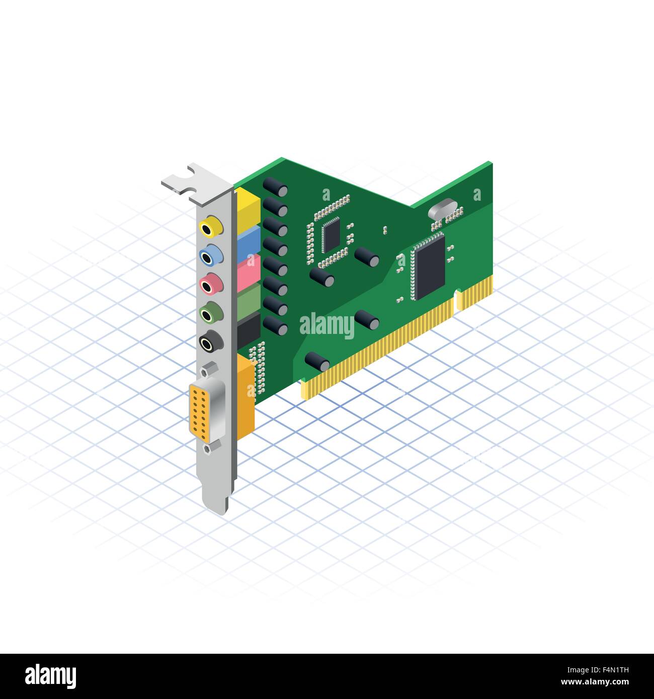 Isometric Sound Card Vector Illustration Stock Vector
