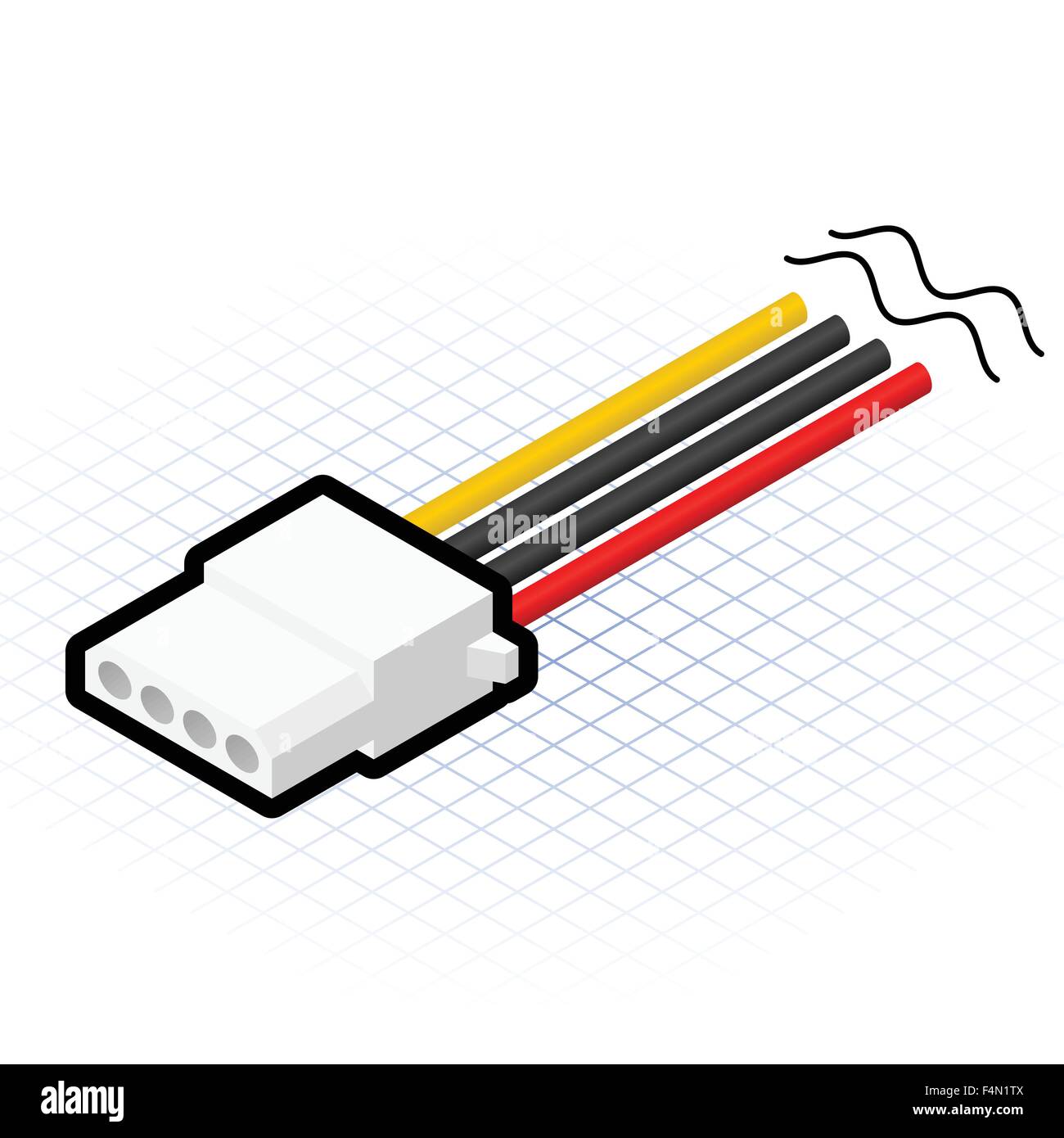 Isometric Four Pin Power Connector Vector Illustration Stock Vector