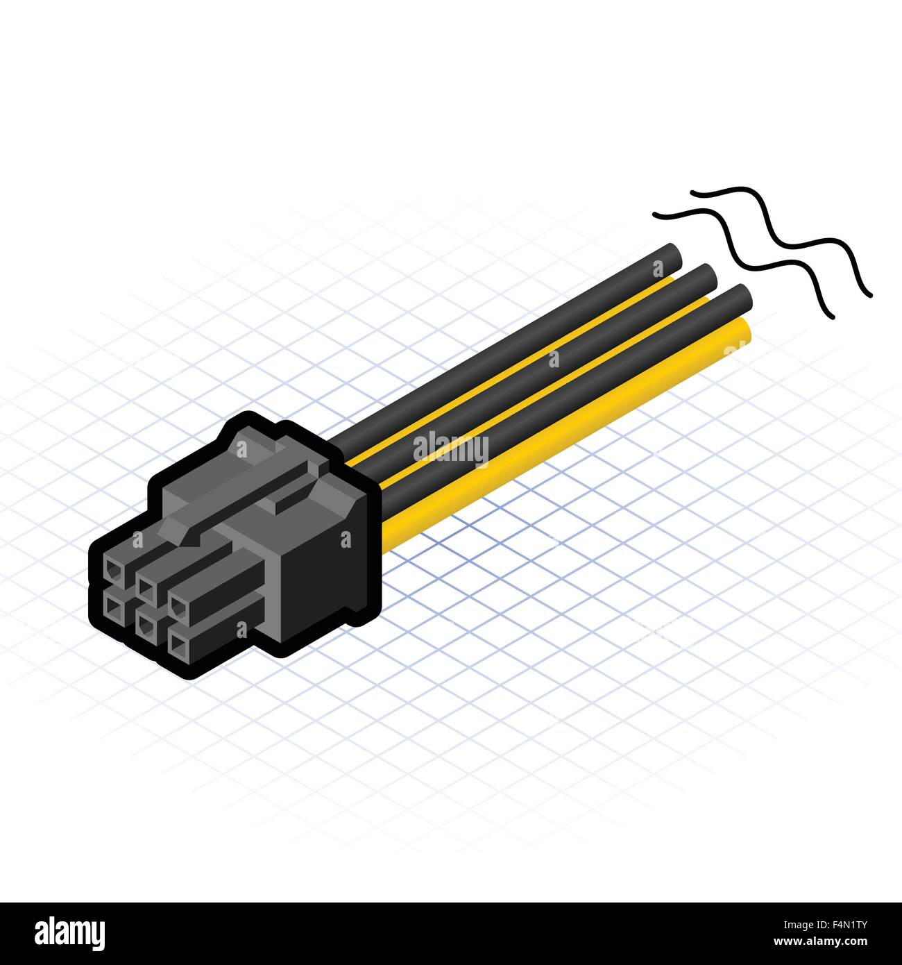 Isometric 6 Pin PCIe Connector Stock Vector