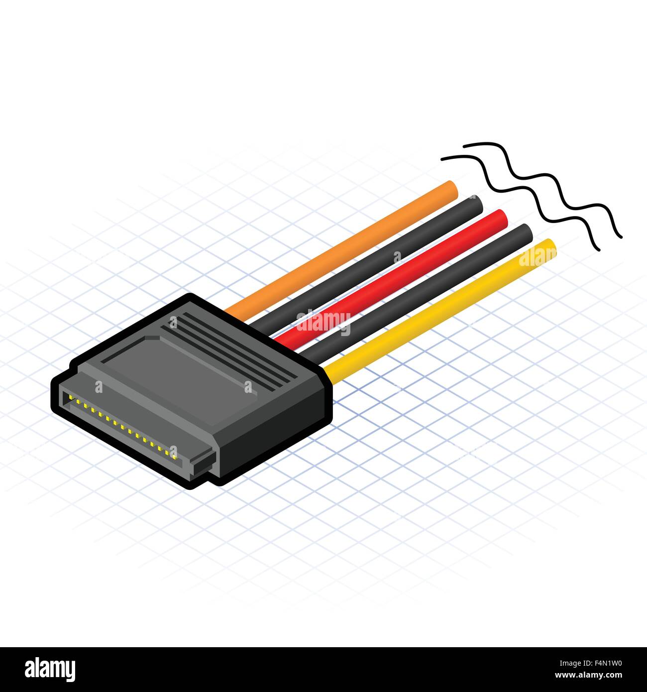 Isometric 16 Pin SATA Connector Stock Vector