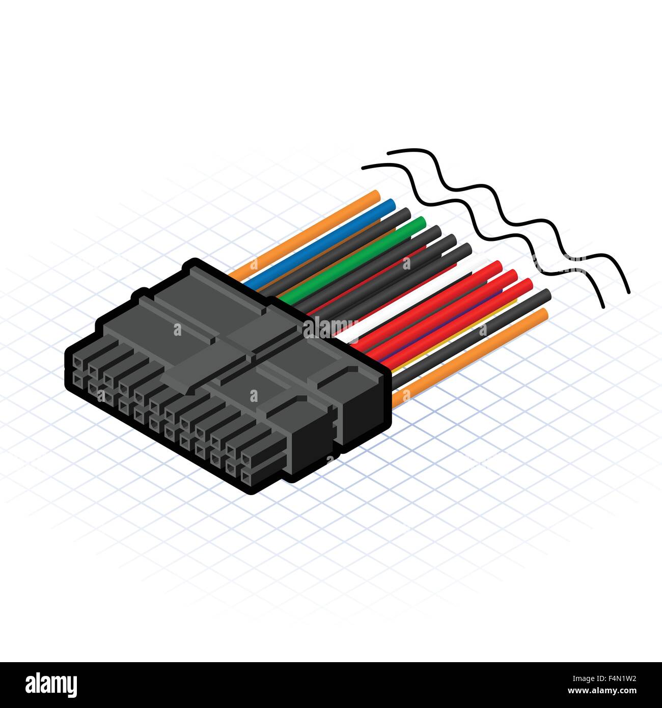 Isometric 24 Pin Connector Stock Vector