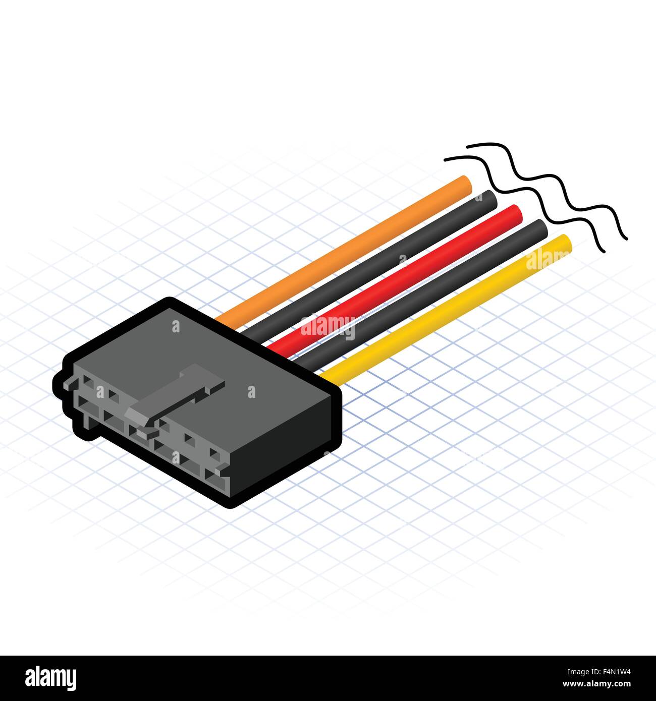 Isometric AUX Connector Vector Illustration Stock Vector