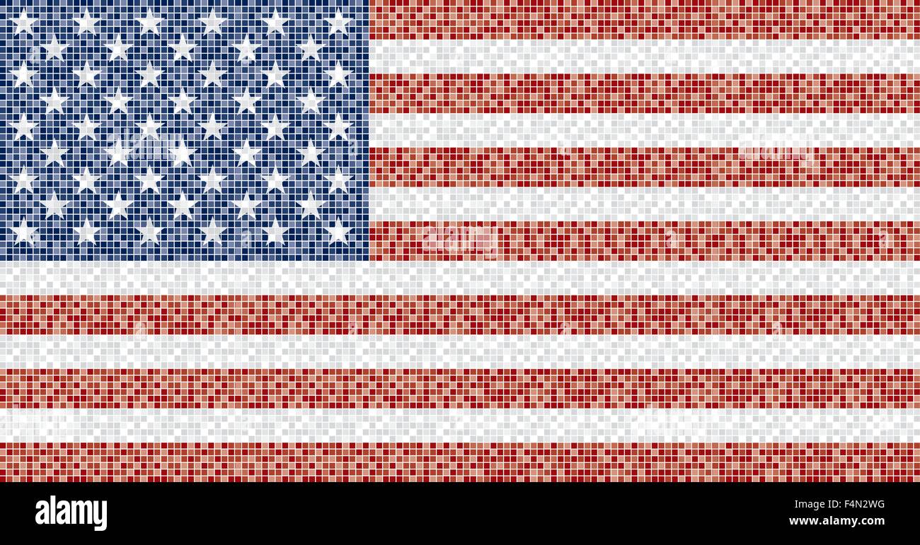 Mosaic American flag in vector format. Stock Vector