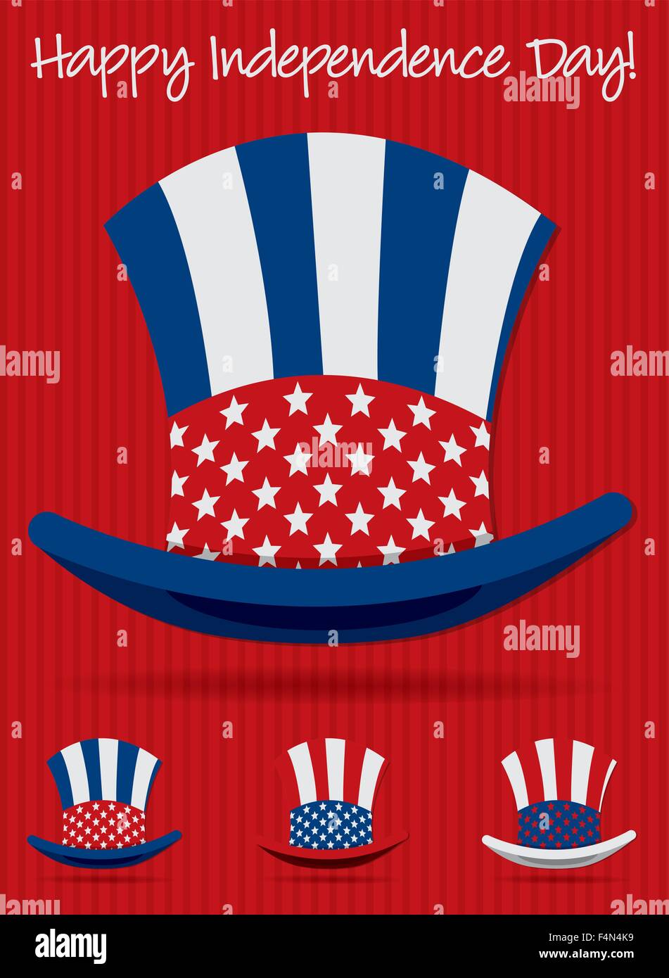 Patriotic Uncle Sam hat 4th of July hat set in vector format. Stock Vector