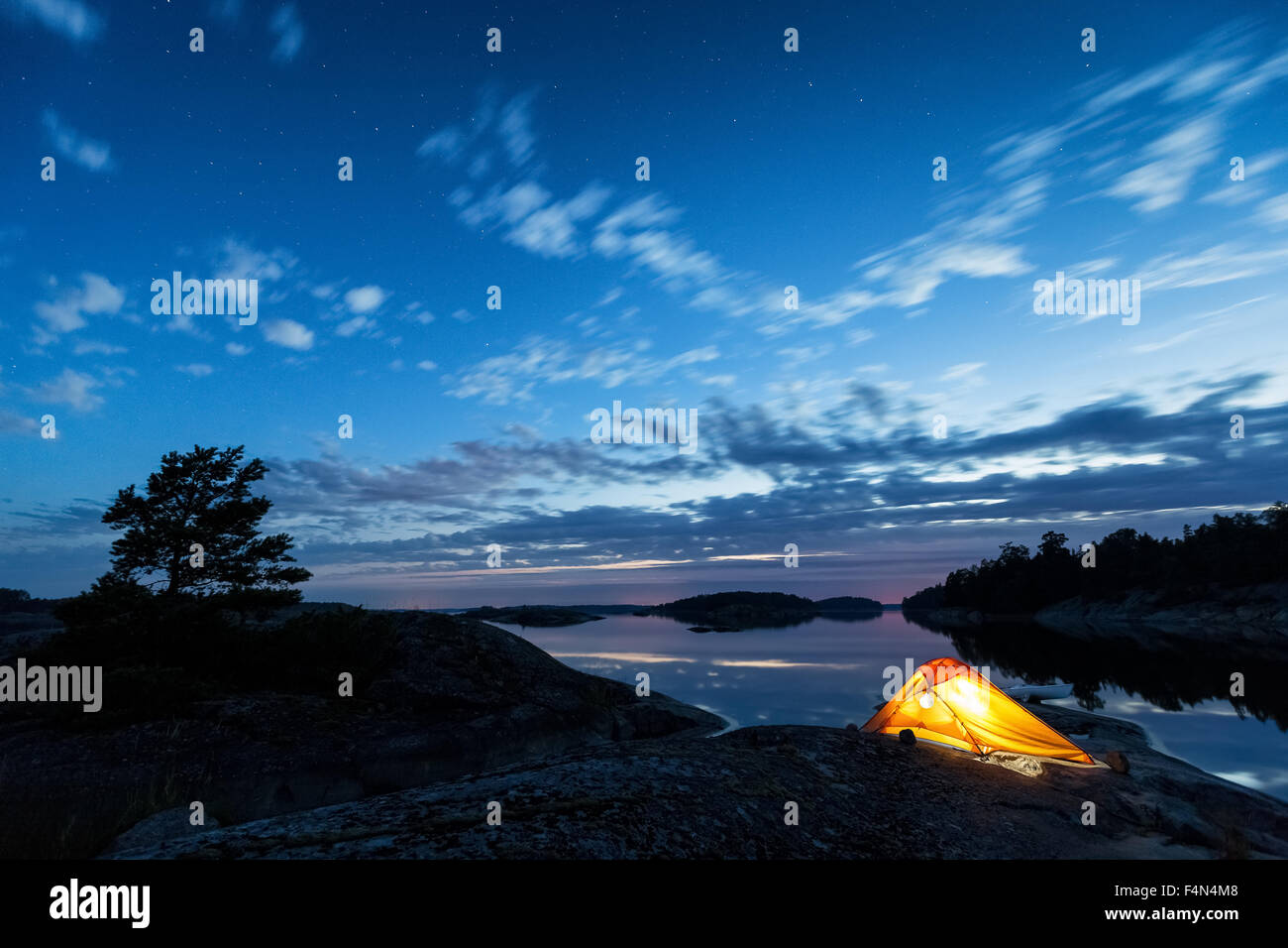 Camping at Tammisaari archipelago, Tammisaari, Finland, Europe, EU Stock Photo