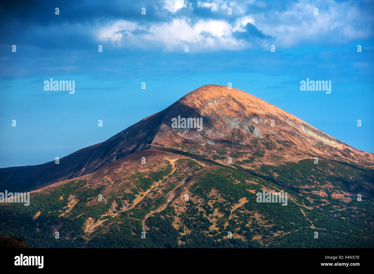 highest mountain Hoverla in carpathians mountains Stock Photo