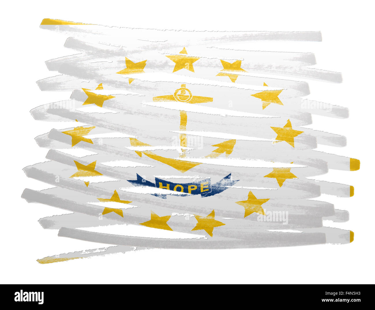 Flag illustration made with pen - Rhode Island Stock Photo
