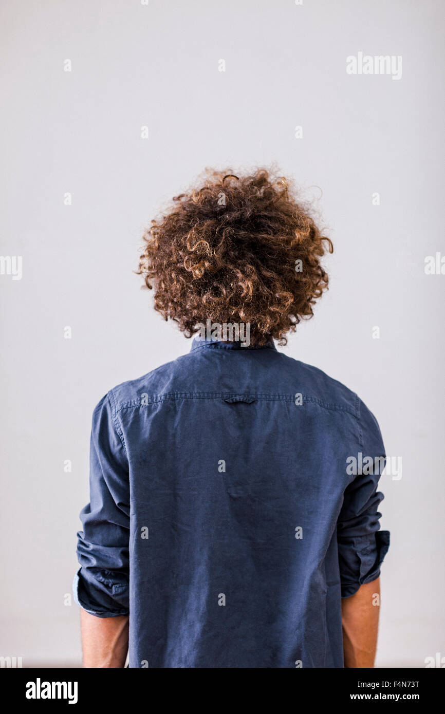 Back View Of Man With Curly Hair Stock Photo Alamy