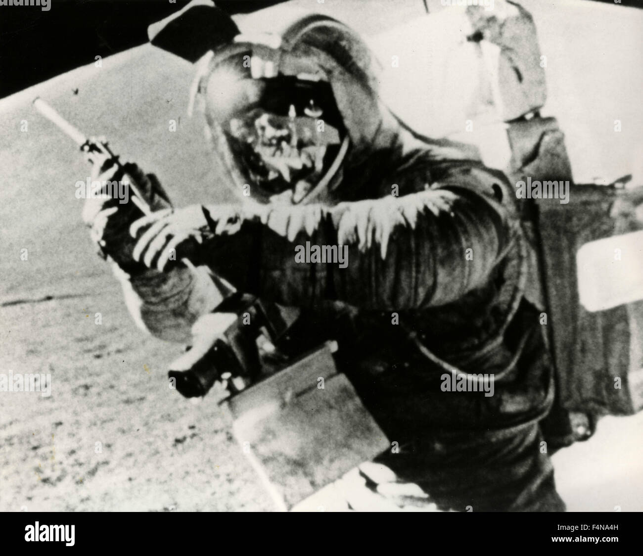 Astronaut David Scott in extravehicular activities, Apollo 15, Moon Stock Photo