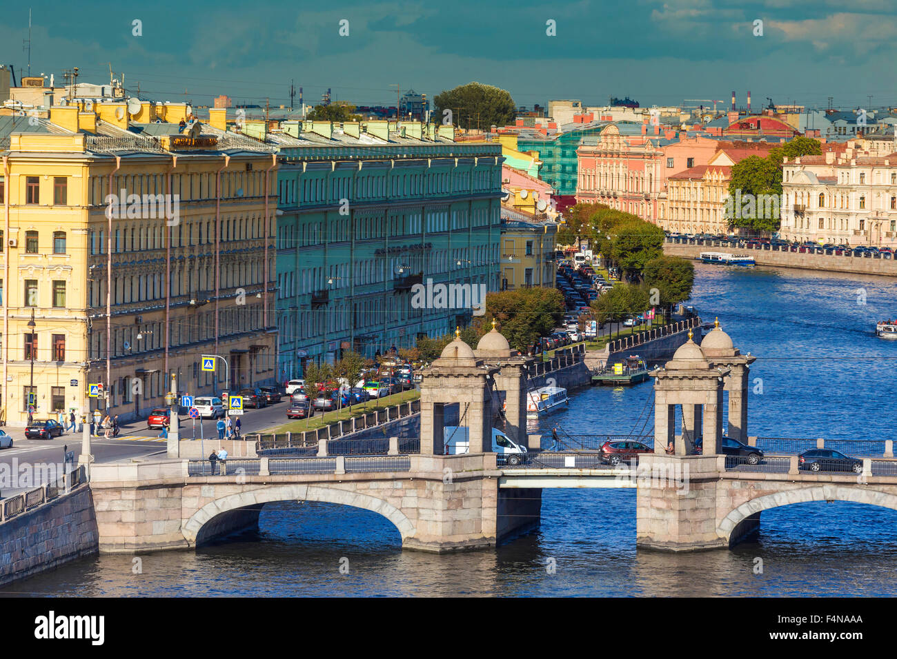 Russia, Saint Petersburg, Lomonosov Bridge and Fontanka River Stock Photo
