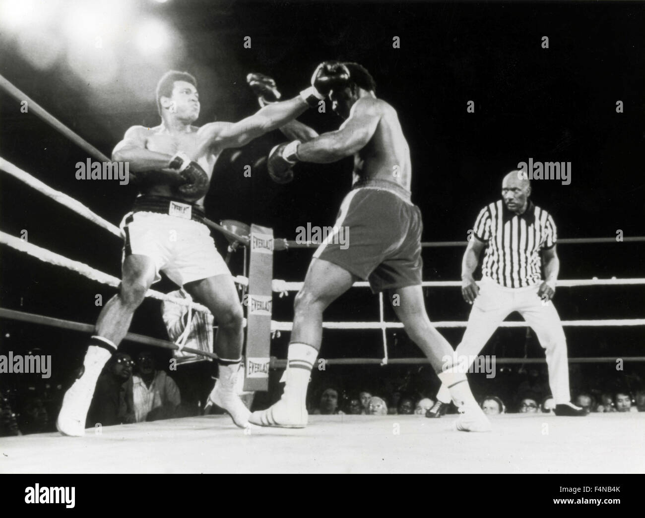 Boxing match between George Foreman and Muhammad Ali Stock Photo