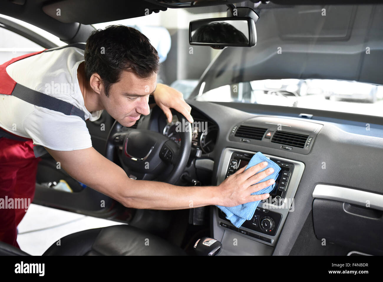 Car cleaning, man cleaning car, vehicle interior Stock Photo Alamy