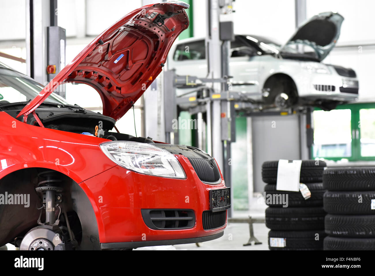 Repair Garage Cars Hoist Stock Photo 88980506 Alamy