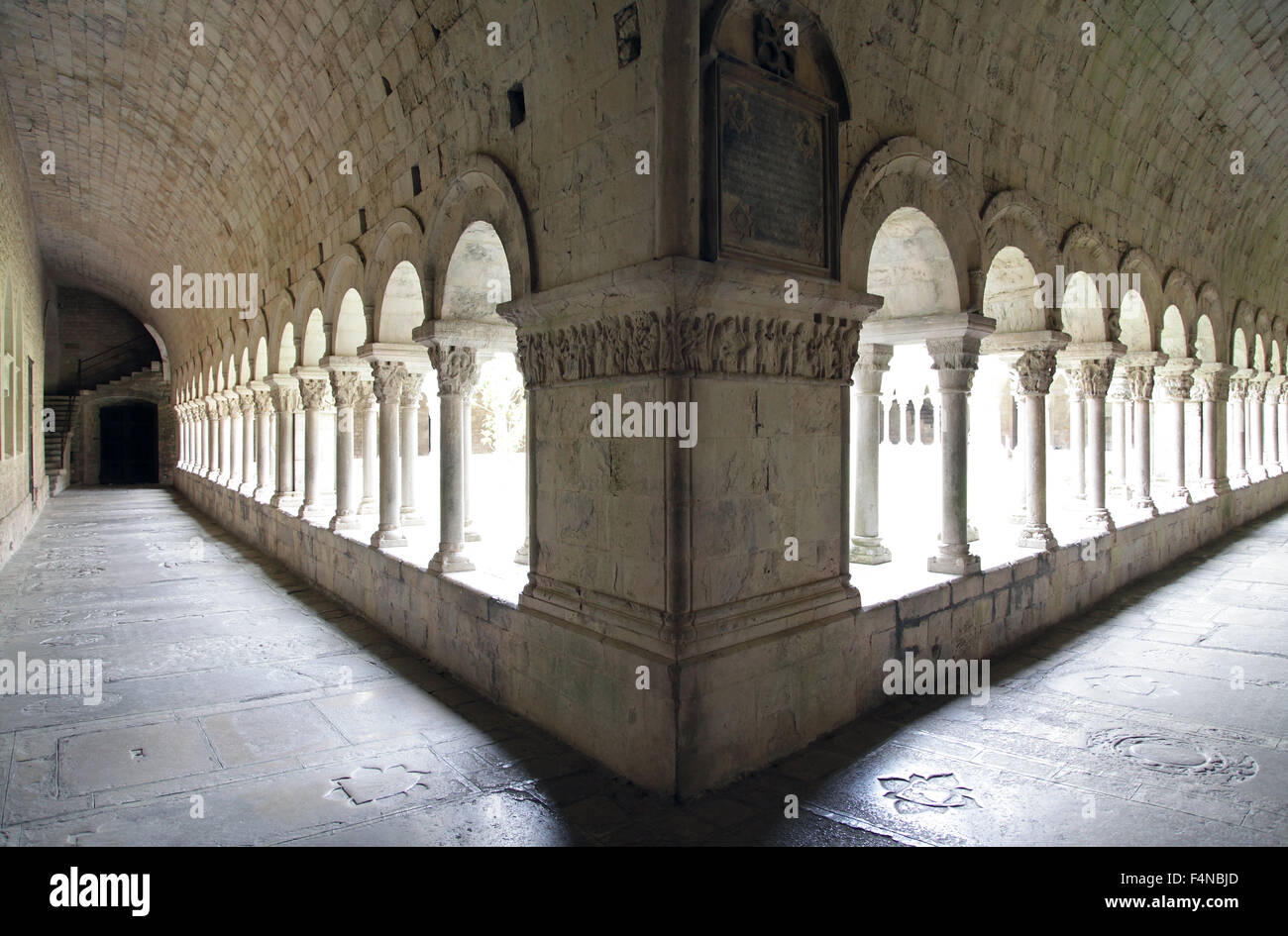 Cloister at The Cathedral of Saint Mary of Girona Spain Stock Photo