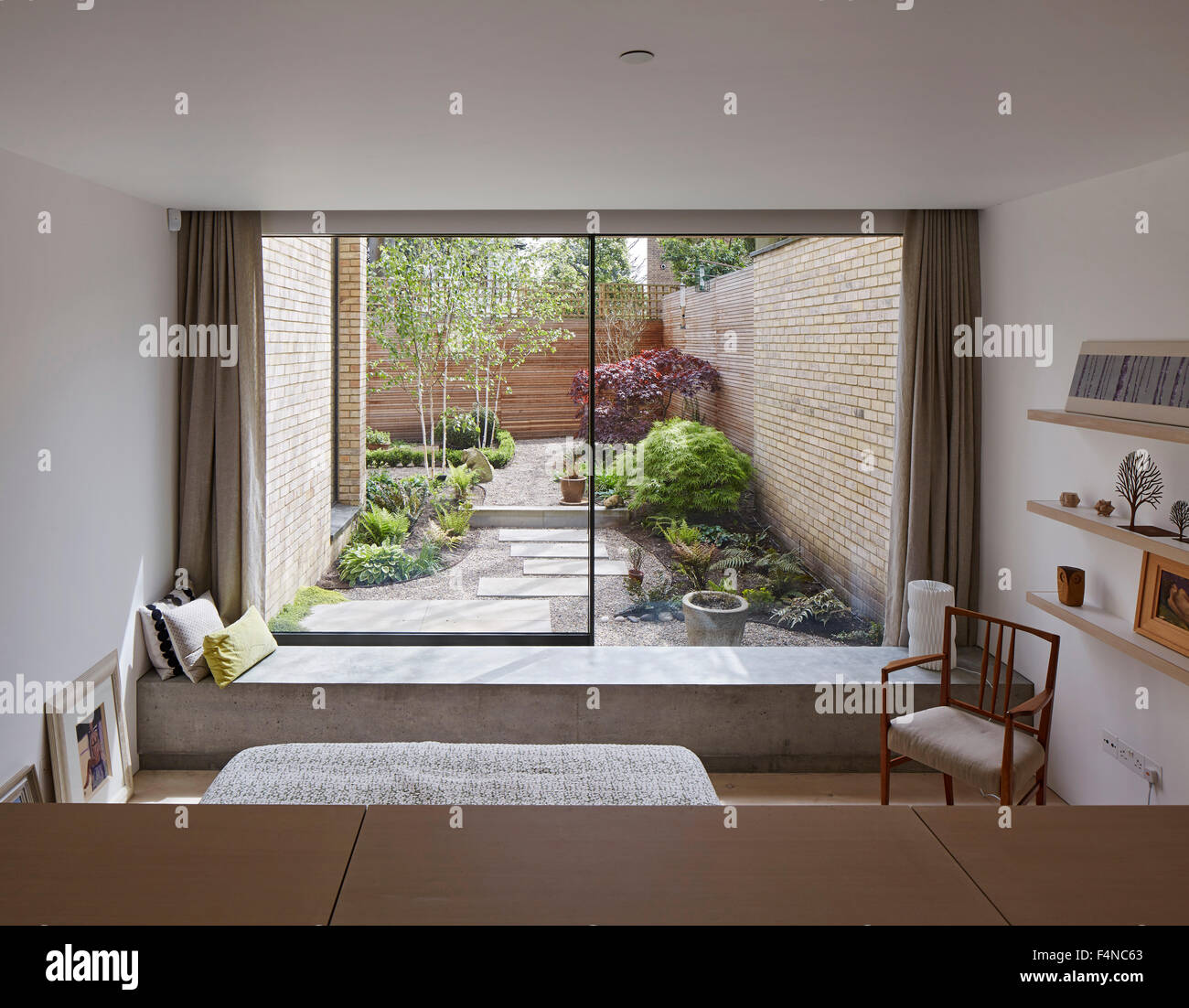 Bedroom with courtyard view. Luker House, London, United Kingdom