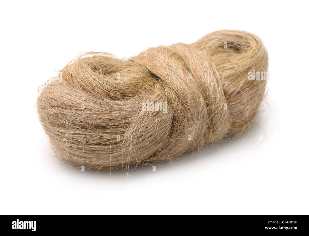 Raw flax fiber isolated on white Stock Photo