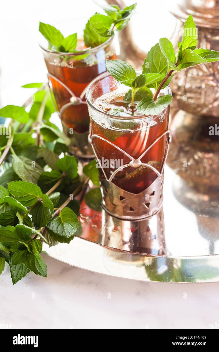 Traditional North African nana mint tea Stock Photo Alamy